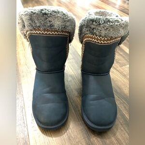 Lamo Blue Winter Boots with Fur Trim